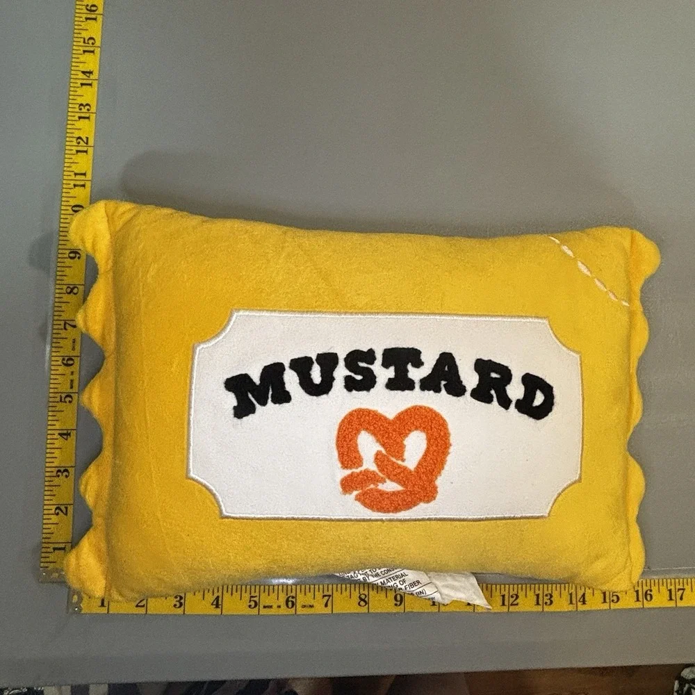 Ketchup And Mustard Packets Pillow Set Fun Food Condiment Home Decor Soft Fuzzy